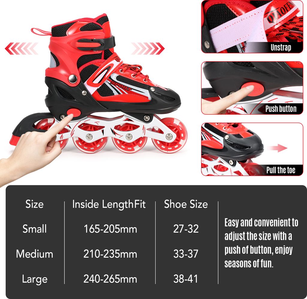 PU-Rollen, Leuchtende Inline-Skates, verstellbare Rollschuhe für Kinder und Erwachsene, perfekt für Mädchen und Jungen, Männer und Frauen