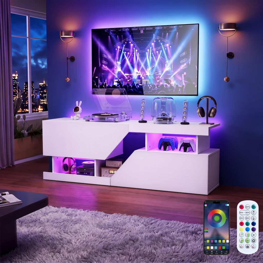 OYAJIA Lowboard TV-Schrank, Fernsehschrank mit RGB-LED und Produktbild 