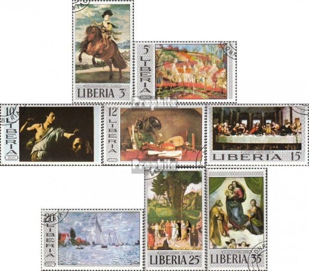 Briefmarken Liberia 1969 Mi 715-722 (kompl.Ausg.) gestempelt Gemälde berühmter Meister