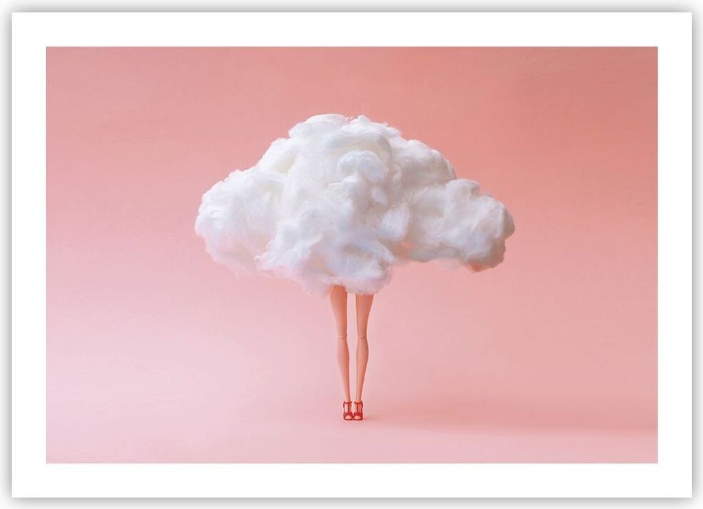 Poster - Poster ohne Rahmen - Wolke Beine Surrealismus - 70x50 cm - Wand Bild - Wanddeko - Wandbilder - Kunstposter - Wandposter - Bilder - Kunstdr...