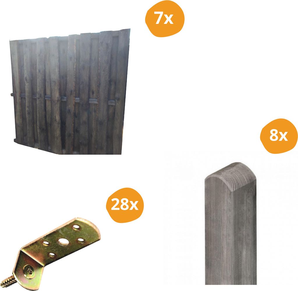 Sichtschutzzaun Set Natura - Grau 7 Zaunfelder inkl. Material
