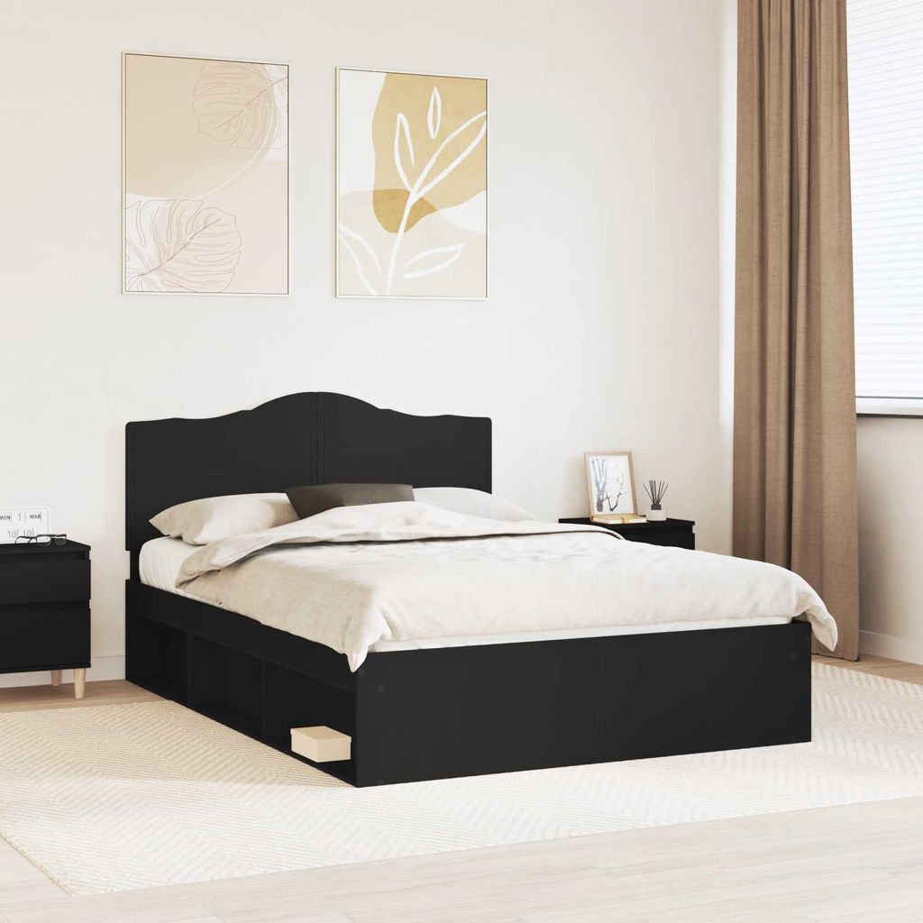 Maison Exclusive - Bettrahmen Schwarz 150 x 200 cm Massives Kiefernholz