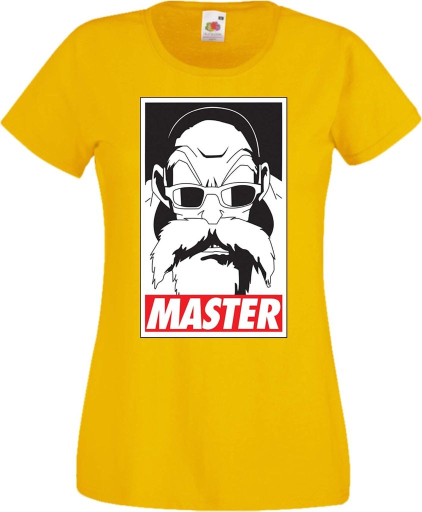 Damen T-Shirt Anime Manga Dragon Anime Manga Ball Z Master Roshi 01 Master Roshi, Lady XS / Gelb