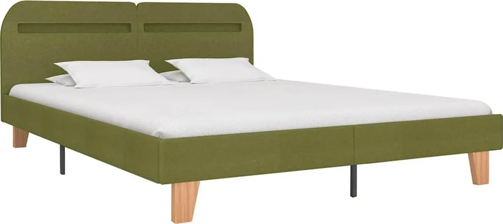 vidaXL Cadre de lit avec LED 150x200 cm Tissu Vert - Sommier sans matelas