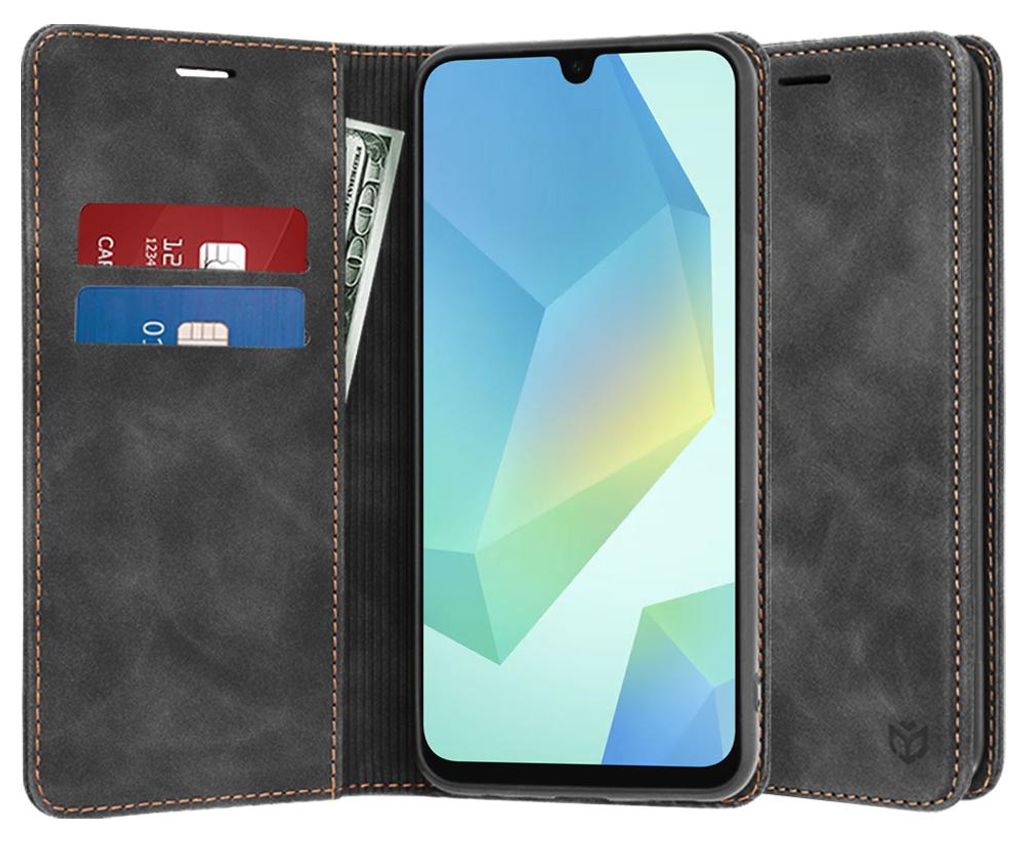 Techsuit Confy Book Wallet Klapphülle für Samsung Galaxy A16 - Schwarz