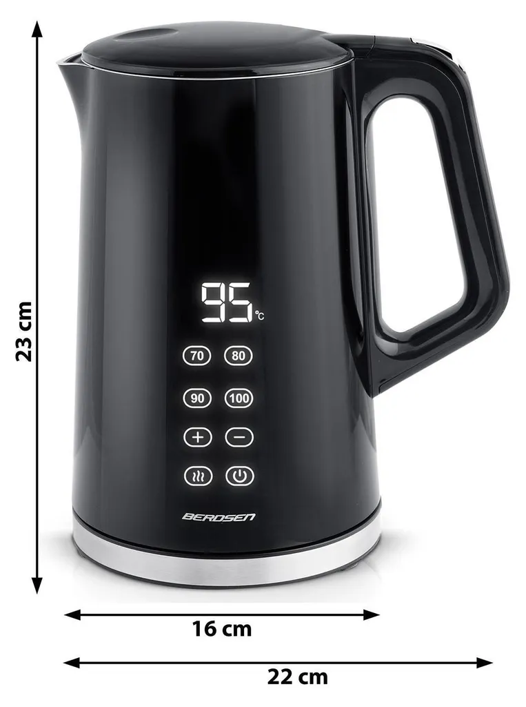 Bouilloire électrique 1,7L Berdsen BD-71 noir-argenté design moderne
