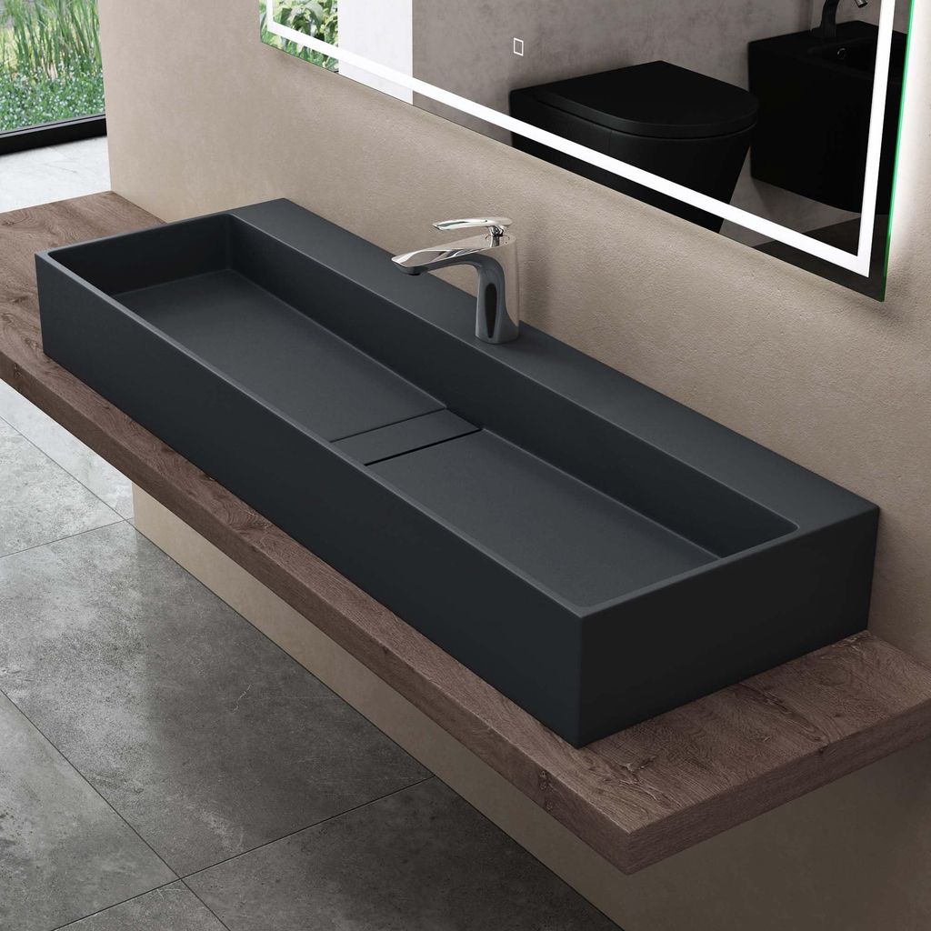 doporro Vasque à Poser Gris Noir Mat avec Bonde Lavabo de Image du produit 