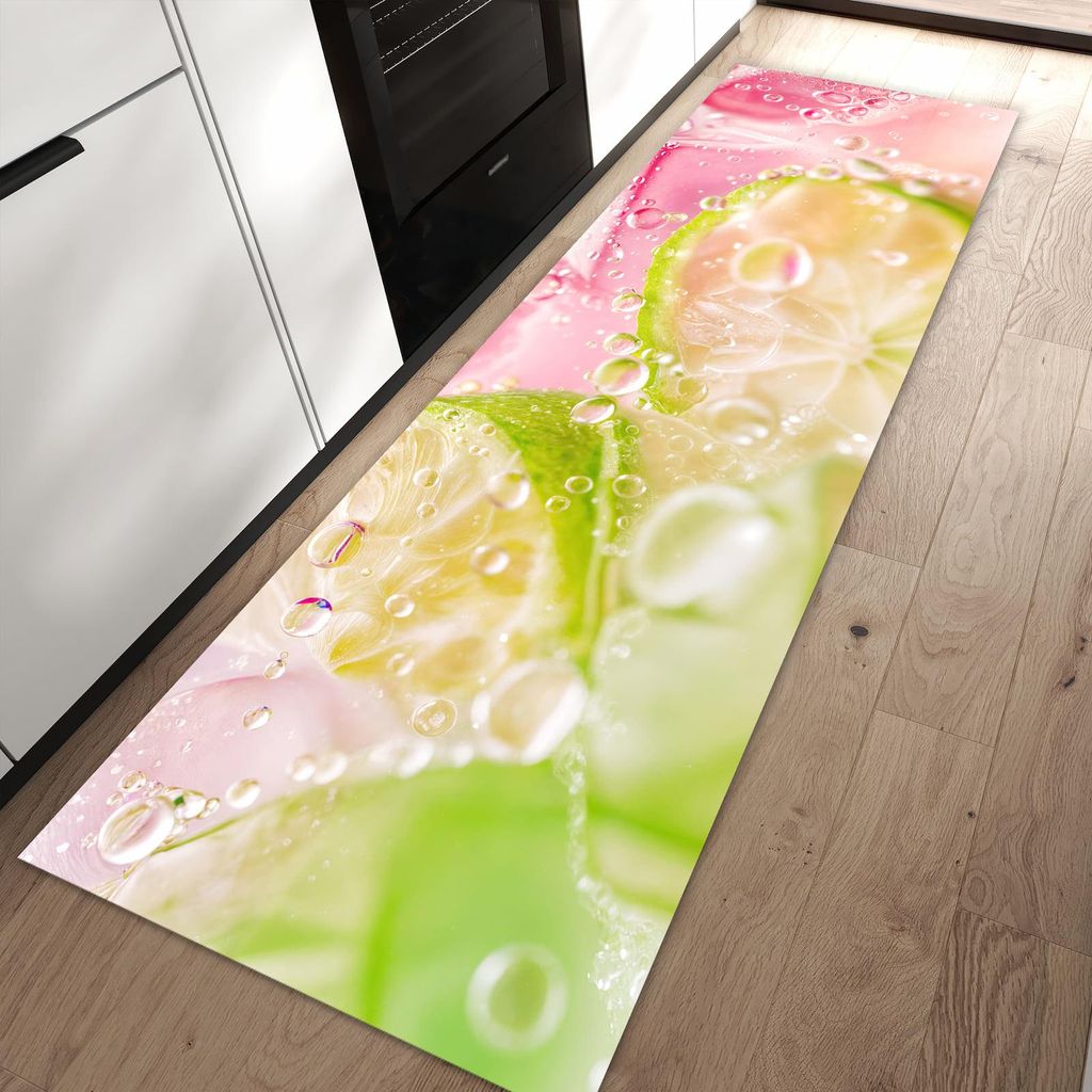 Küchenteppich 80x250cm rutschfest & abwischbar PVC Läufer - Limetten Spritzer