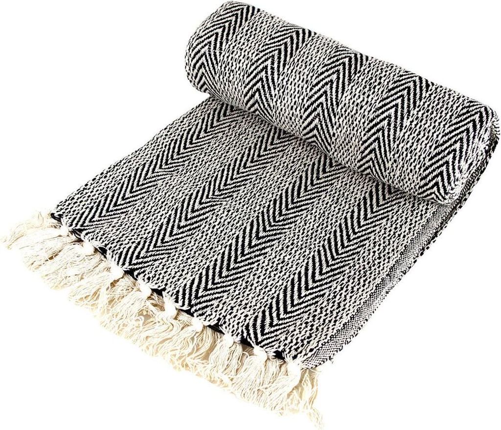 Plaid ca. 125 x 150 cm mit Fransen Tagesdecke im orientalischen Stil
