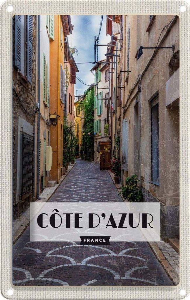 vianmo Blechschild 18x12 cm cote d'azur Mittelmeerküste Bildmotiv Reisemotiv Abenteuer Reisen Urlaub