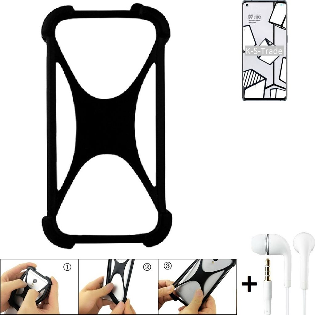 K-S-Trade Handy-Hülle + headphones kompatibel mit Oppo Reno5 Pro+ Artist Limited Edition Schutz-Hülle Bumper Silikon Cover Case Silikoncase