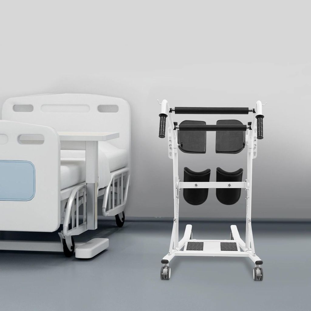 Patientenlifter - Steh- und Transferhilfe mobil - 120 kg Tragkraft - Verstellbarer Sitz - Räder - Freistehend - Stahlrahmen - Griffabstand 53 cm -...