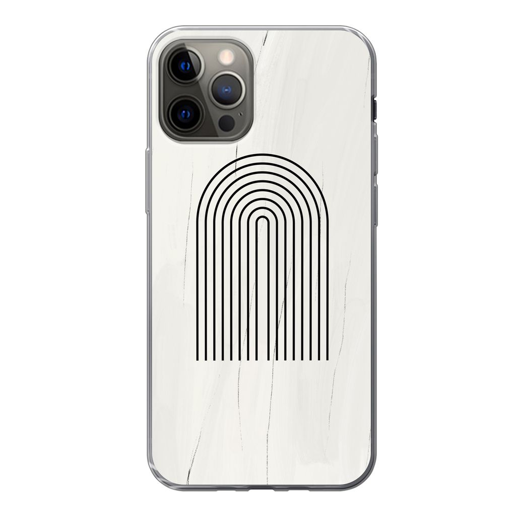 MuchoWow Handyhülle Schutzhülle Hülle für iPhone 13 Pro Farbe - Regenbogen - Schwarz - Weiß Silikon Softcase Handy Hülle - Handy-Tasche