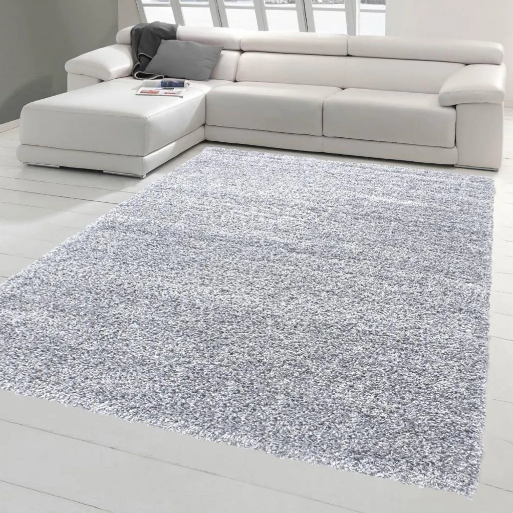 Tapis Shaggy gris clair 200x290 cm anti-peluche et facile à nettoyer