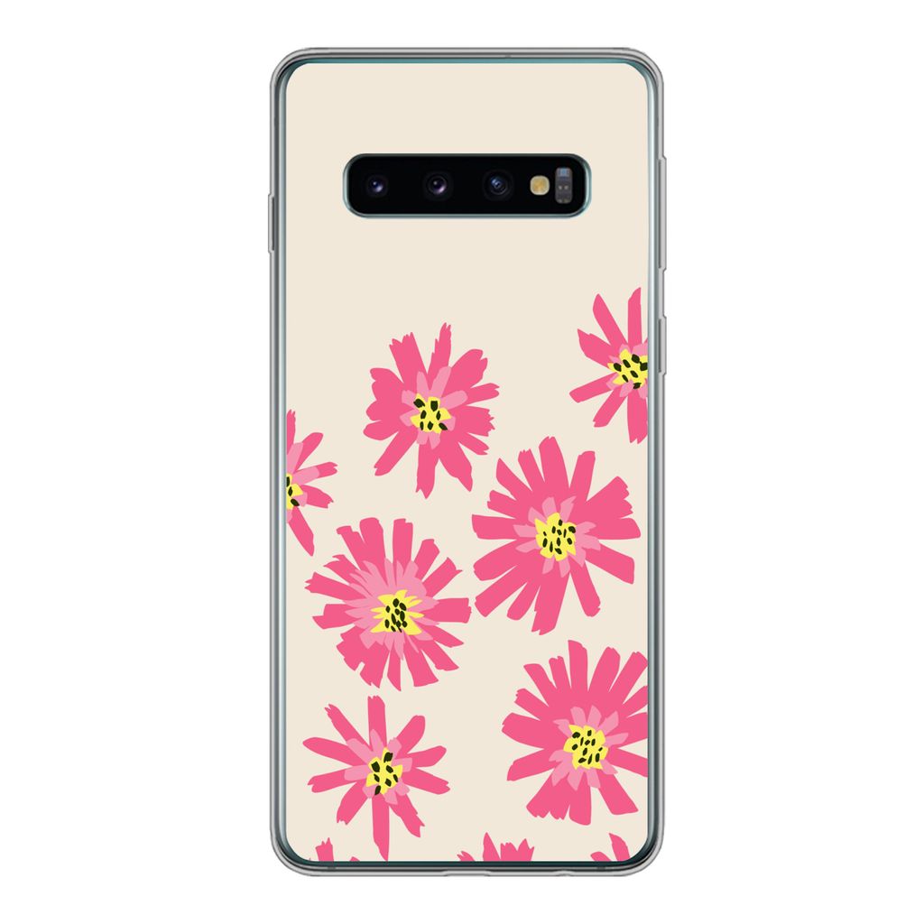 MuchoWow Handyhülle Schutzhülle Hülle für Samsung Galaxy S10 Blumen - Muster - Minimalismus Silikon Softcase Handy Hülle - Handytasche