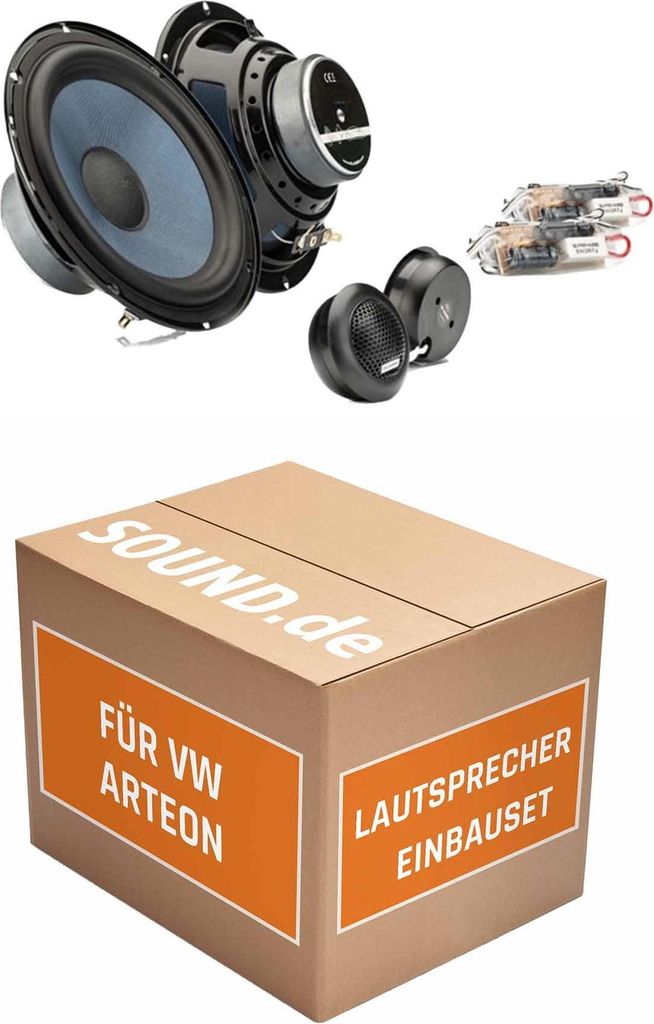 Lautsprecher Boxen Einbaupaket Front Gladen Alpha165G2 passend für VW Arteon 3H | 2x Tief-Mitteltöner 2x Hochtöner 2x Frequenzweiche
