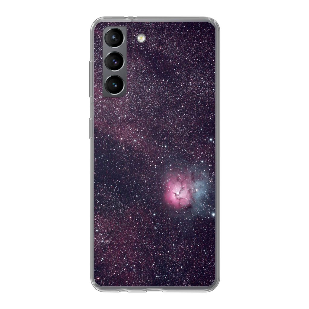 MuchoWow Handyhülle Schutzhülle Hülle für Samsung Galaxy S21 Universum - Sterne - Rosa - Jungen - Mädchen - Kinder Silikon Softcase Handy H...