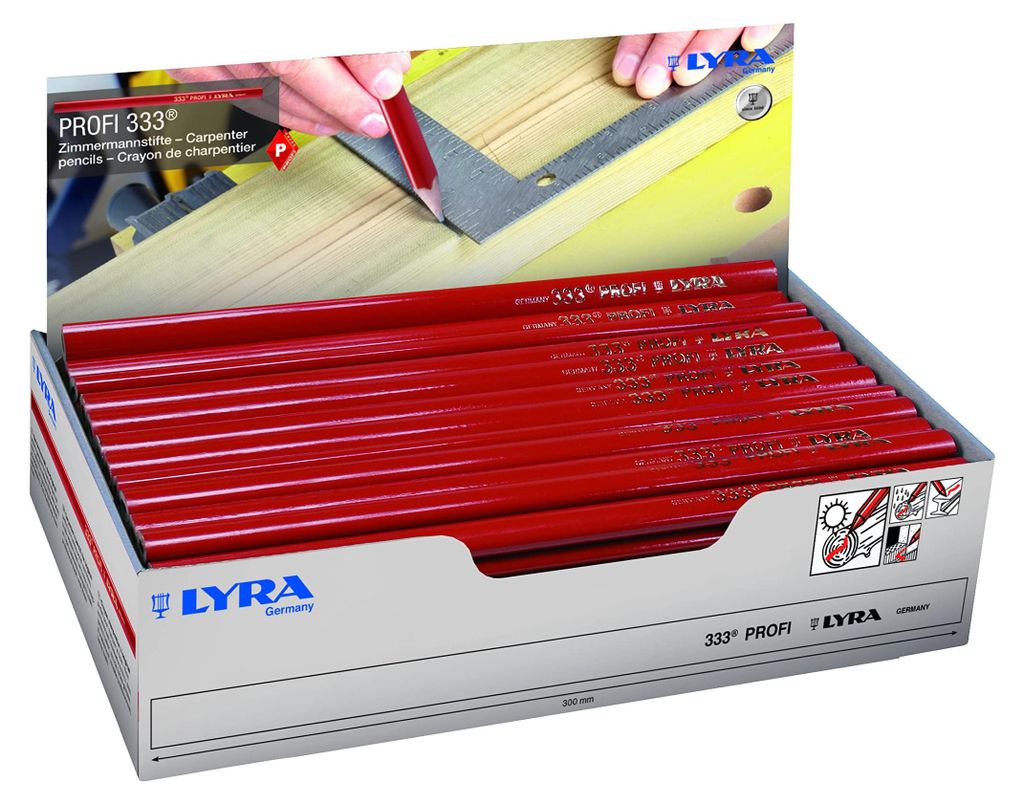 LYRA 333® Profi Zimmermannstifte 30cm oval rot Kartonetui Produktbild 