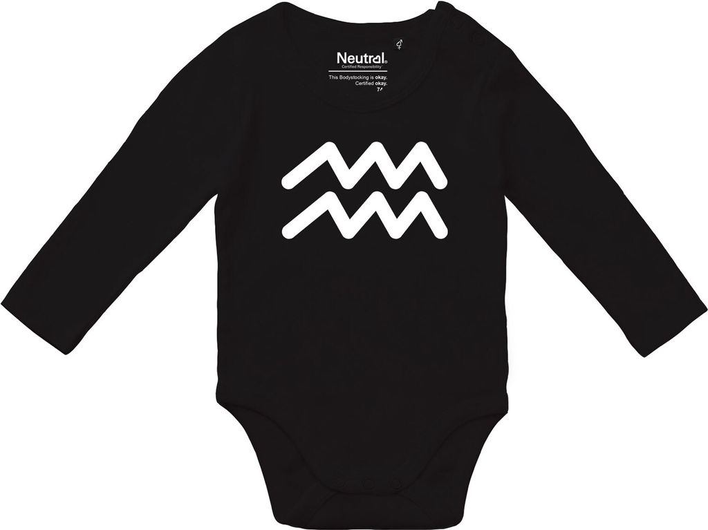 Huuraa Baby Body Wassermann Sternzeichen Zeichen 80 Black Baumwolle Fairtrade Langarmbody Geschenkidee
