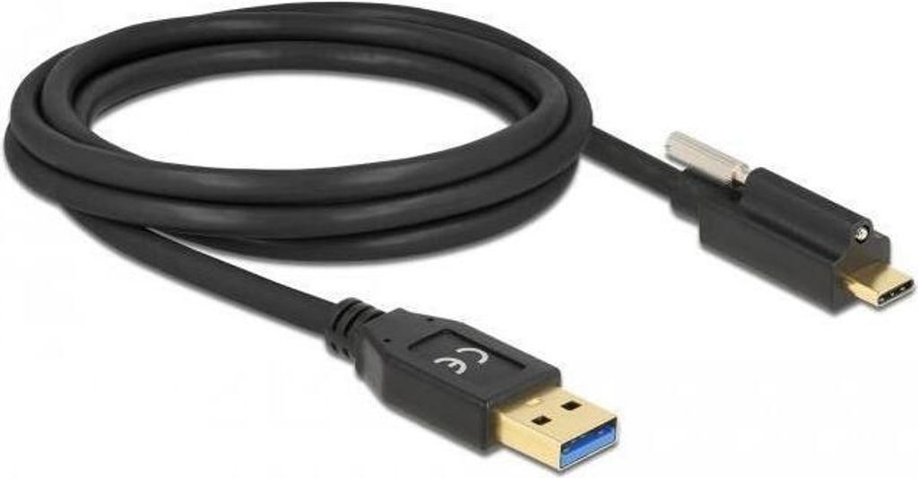 USB 3.2 Gen 2 Kabel Typ-A zu Type-C mit Schraube 2m schwarz
