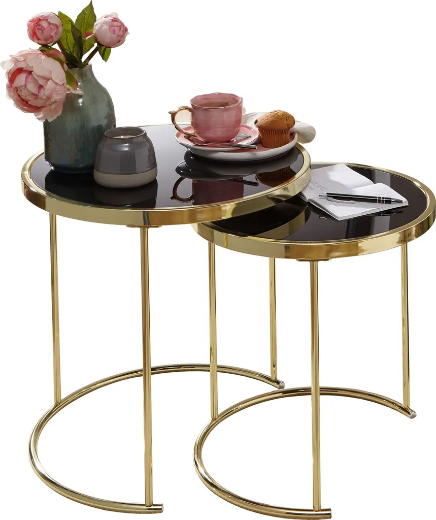 Bout de canapé en verre et métal table d'appoint CORA bicolore