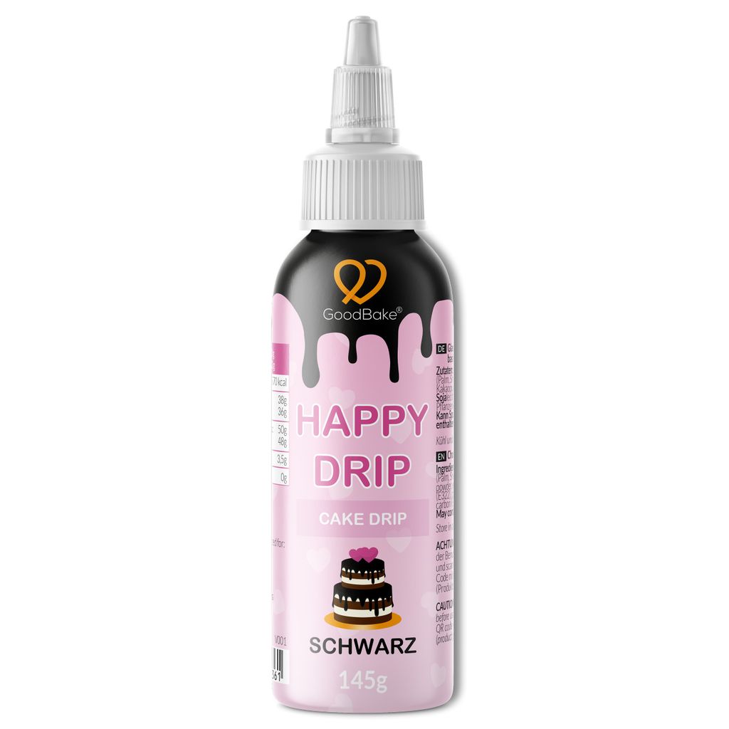 GoodBake Cake Drip 140g schwarz, Kuchenglasur für Torten, Kuchen, Donuts uvm.