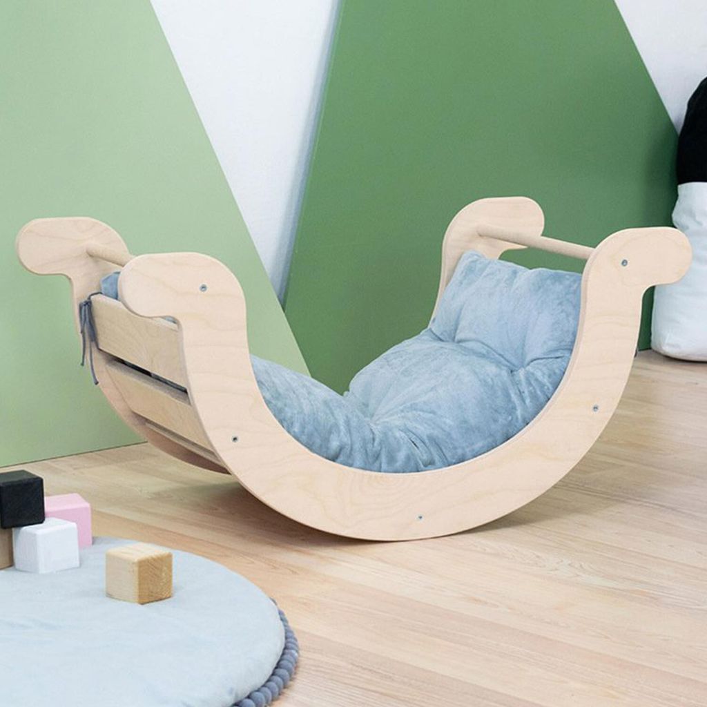 Bequemes Plüschkissen für die Kinder-Balance-Schaukel YUPEE oder ROKIT - Grau - 45x12x85 cm