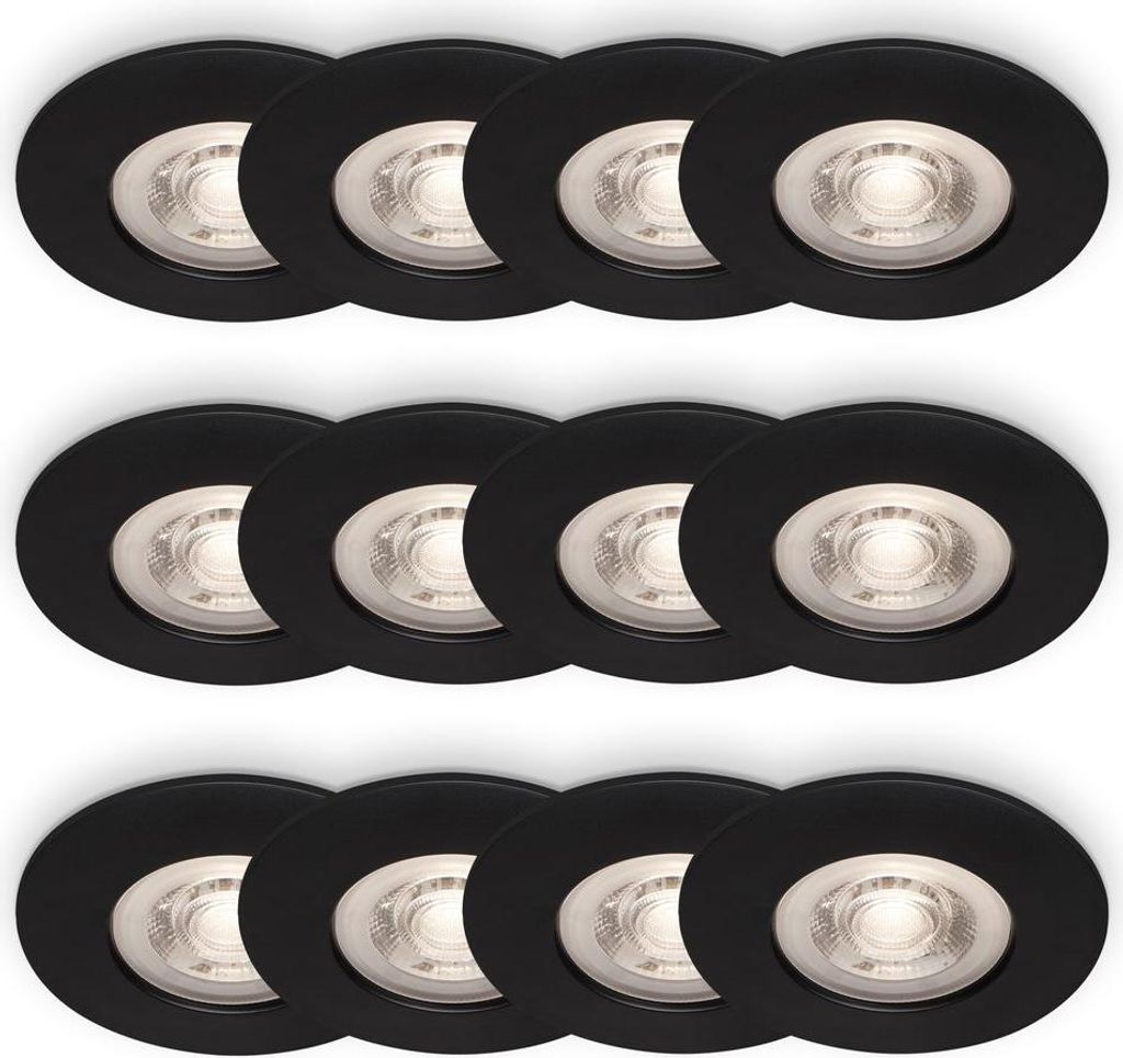 BRILONER Lot de 12 spots LED encastrables IP44 noir mat Image du produit 