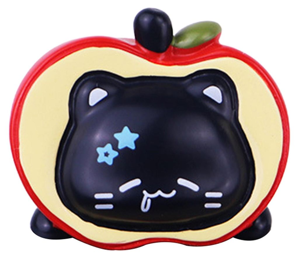1/4 Stück Frucht Schwarze Katze Figur Computermonitor Dekoration Cartoon Kätzchen Statue Skulptur Zuhause Büro Auto Armaturenbrett Ornament