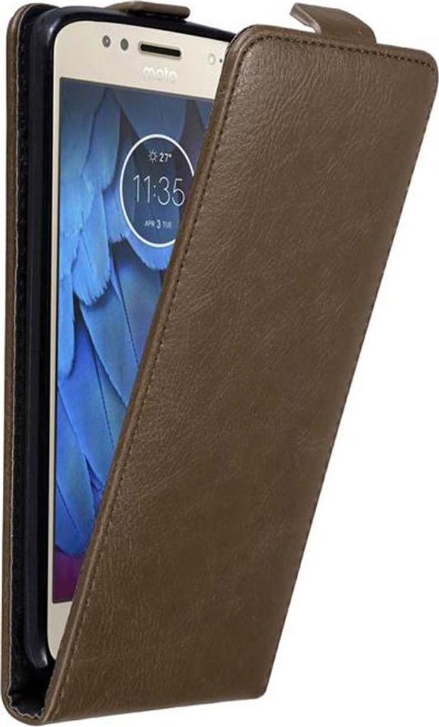 Cadorabo Hülle für Motorola MOTO G5S Schutz Hülle in Braun Flip Etui Handyhülle Case Cover