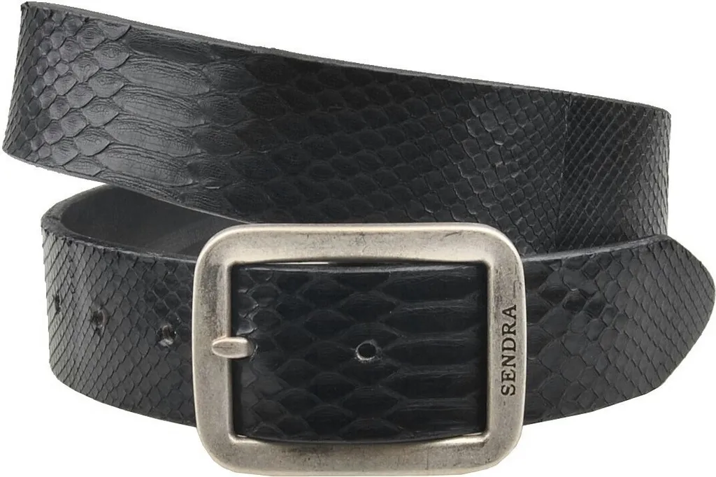 Ceinture Sendra en serpent python noir véritable de luxe haute qualité
