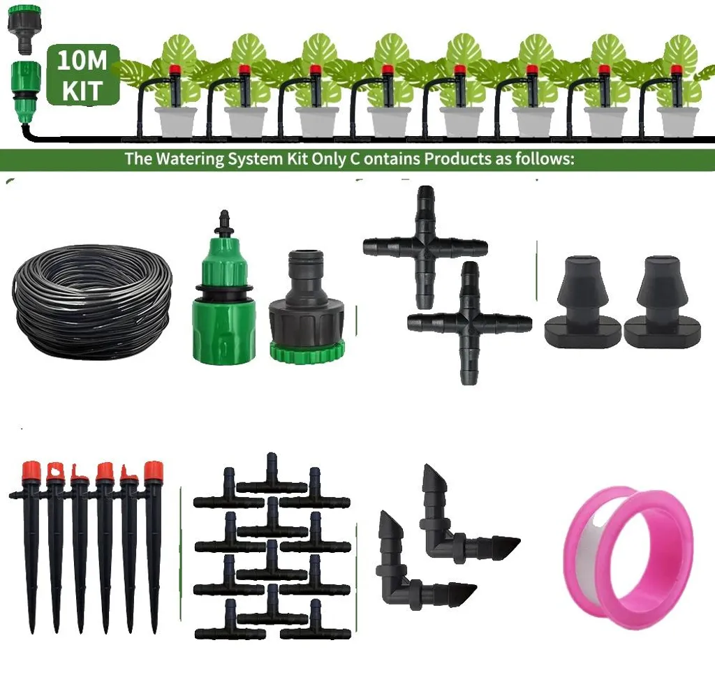 Kit d'arrosage automatique goutte à goutte 10m pour plantes et potager