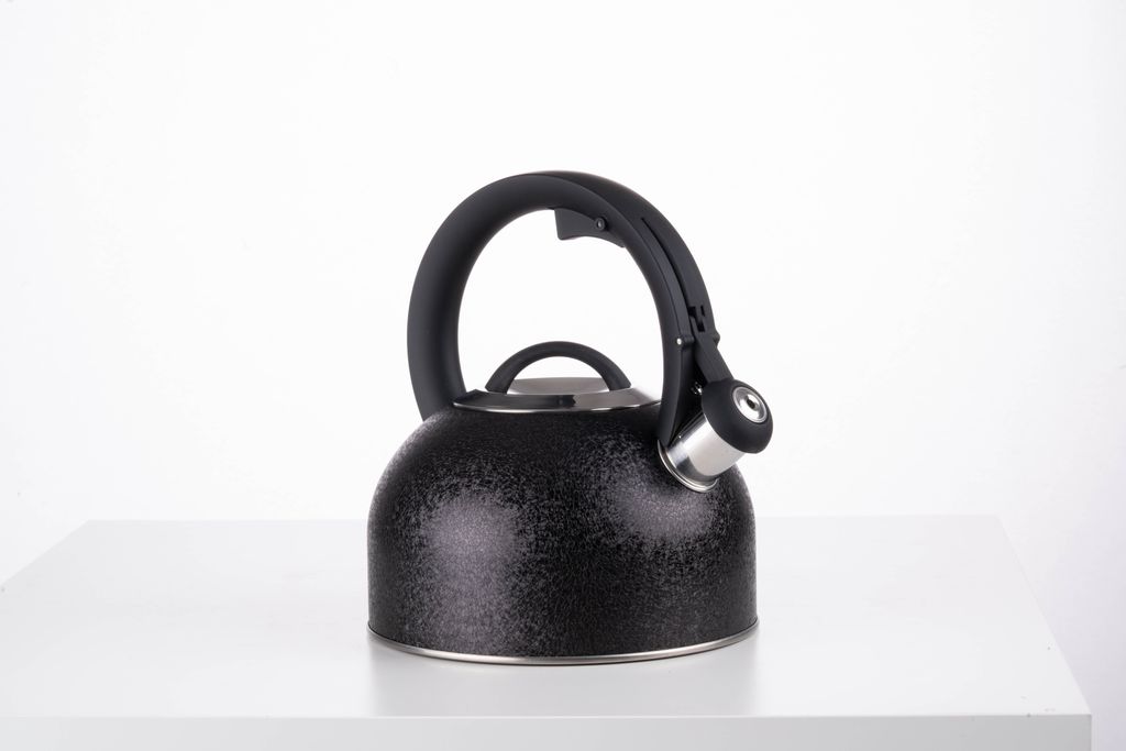 Pfeifkessel Flötenkessel aus Edelstahl 2,5L Wasserkessel Wasserkocher schwarz