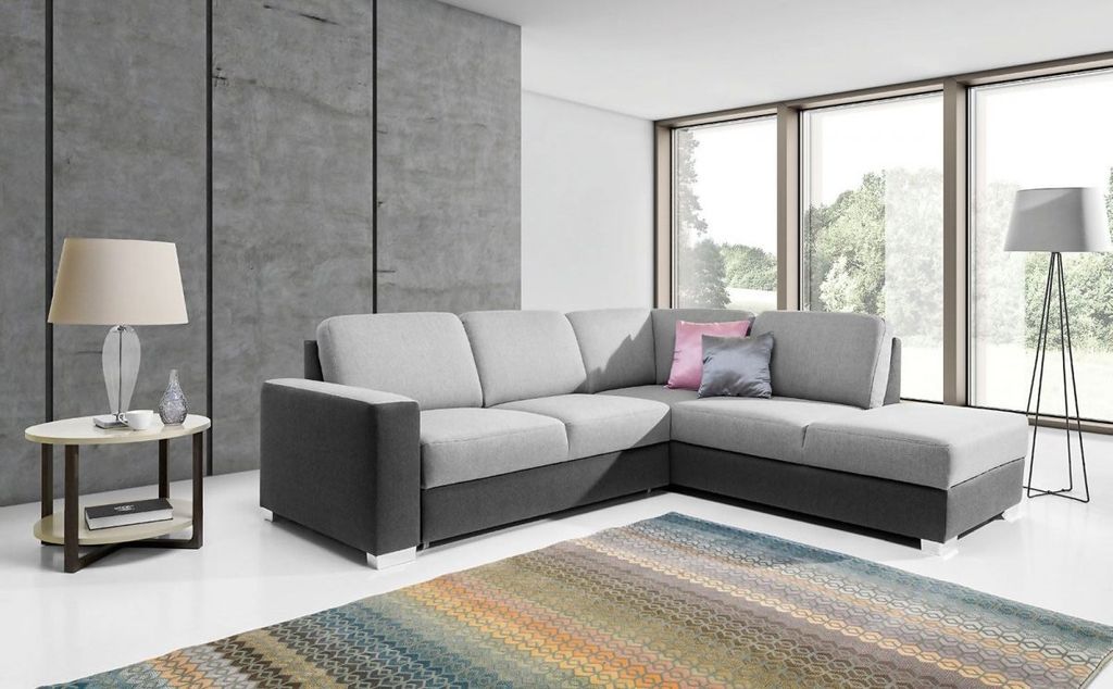 Ecksofa Sofa JUNES mit Schlaffunktion Grau / Hellgrau Produktbild 