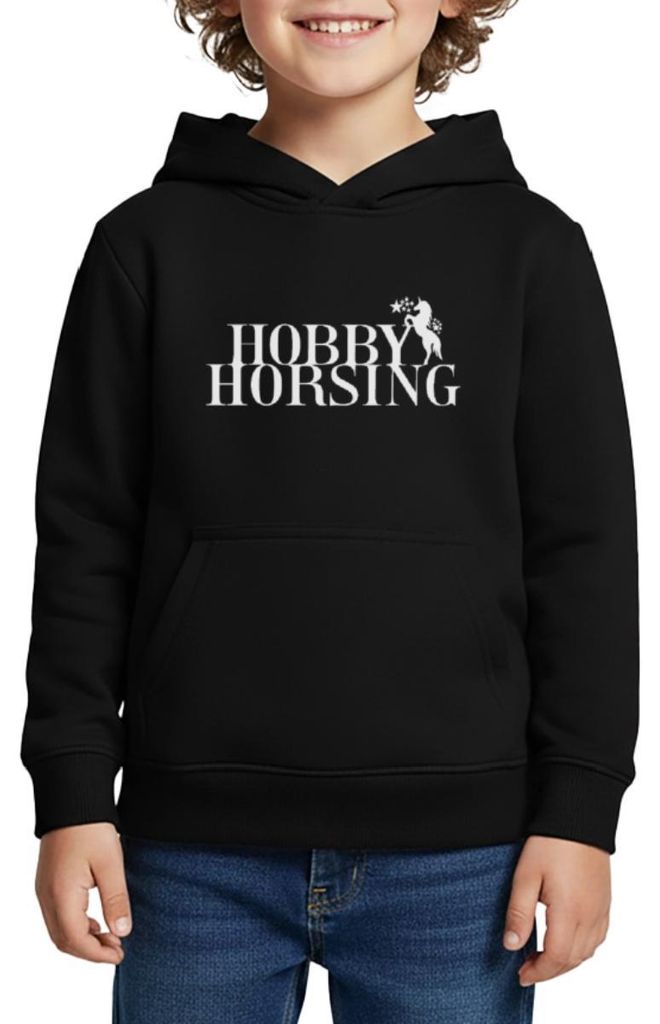 Spreadshirt Hobby Horsing Kinder Premium Hoodie, 98/104 (2 Jahre), Schwarz