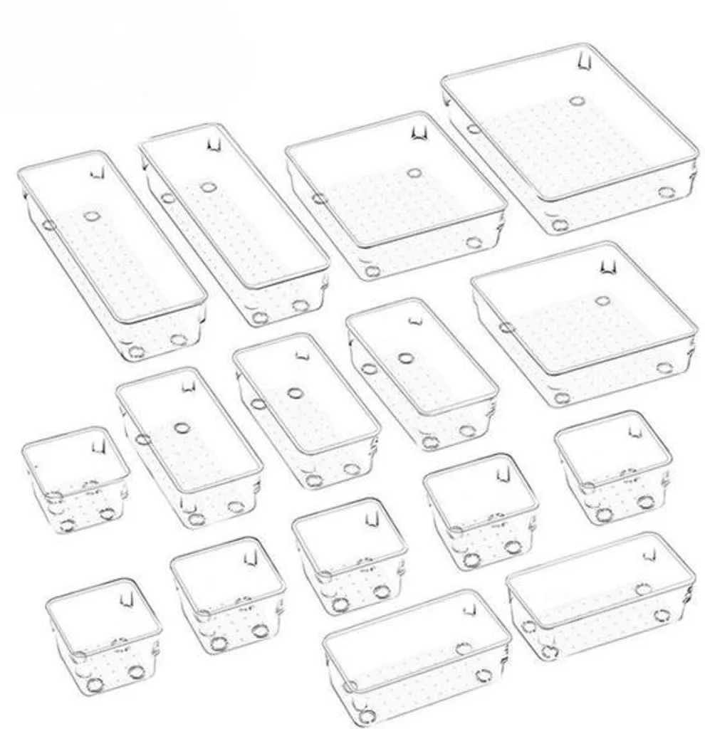 Organiseur de coiffeuse transparent 16 pièces pour maquillage et bureau