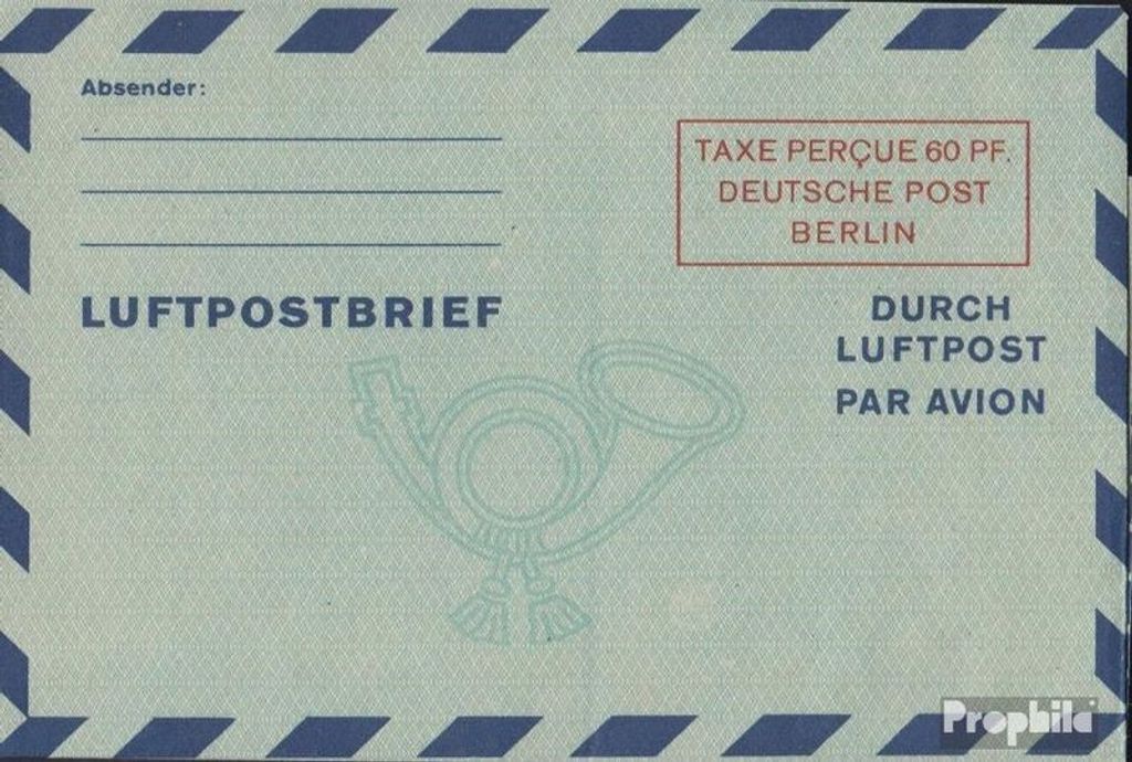 Belege Ganzsachen Berlin (West) 1949 LF2a I Luftpost-Faltbrief un Wertkästchen