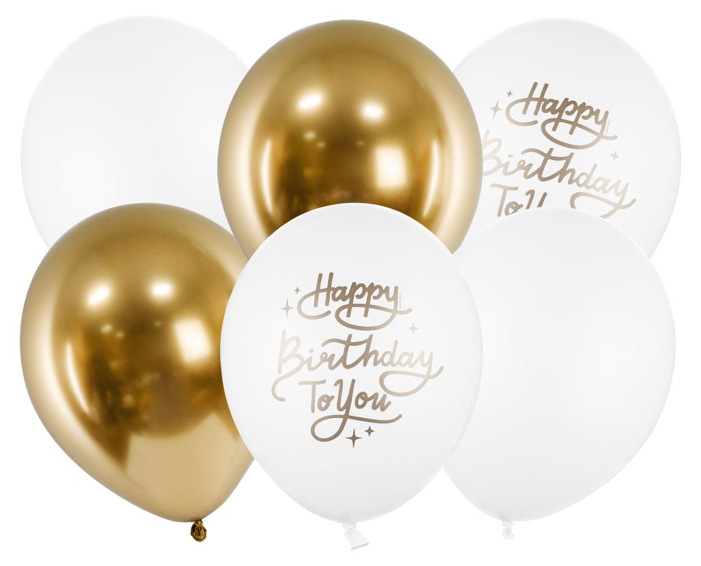 Palloncini 30 cm con scritta Happy Birthday Set di 6 Immagine del prodotto 