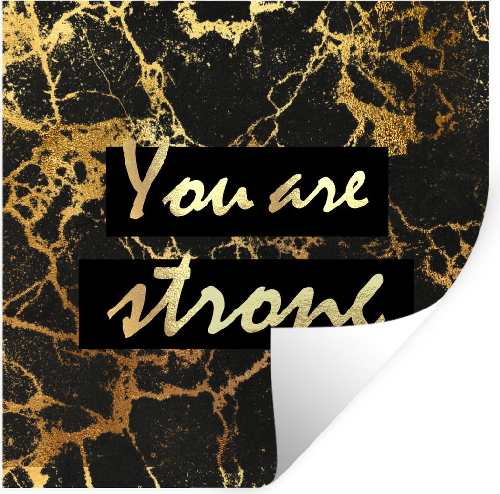 MuchoWow Wandtattoo Wandsticker Wandaufkleber Zitat - Motivation - Gold - Marmor 80x80 cm Selbstklebend und Repositionierbar - Wierderverwendbar ...