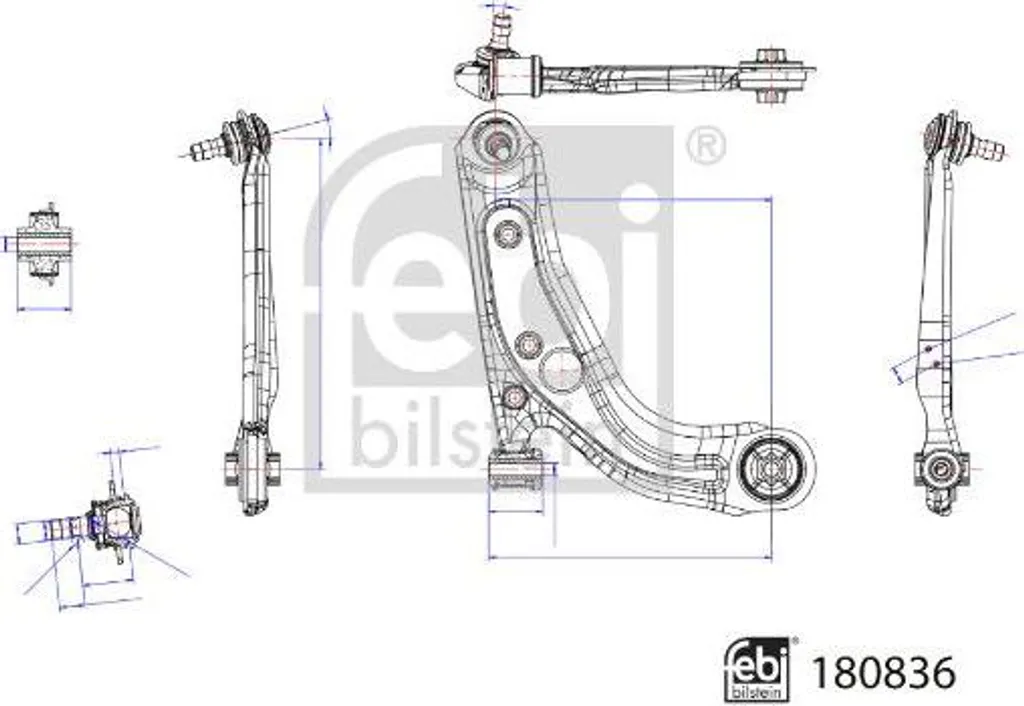 Triangle de suspension FEBI 180836 robuste - Qualité OE pour Fiat 500