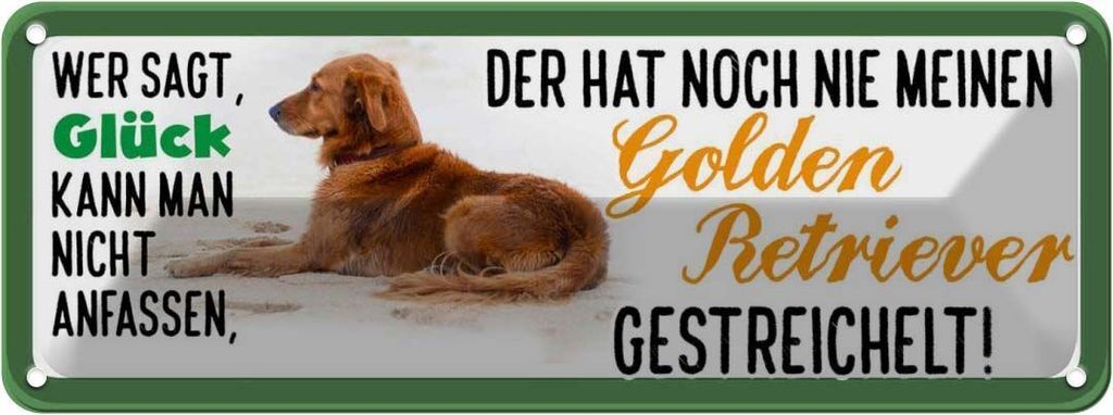 vianmo Blechschild 10x27 cm Golden Retriever Hund gestreichelt Tier Haustier