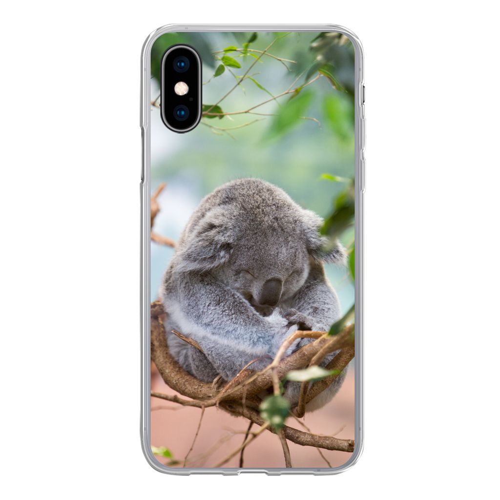 MuchoWow Handyhülle Schutzhülle Hülle für iPhone X Koala - Zweige - Kinder - Jungen - Mädchen Silikon Softcase Handy Hülle - Handyhülle