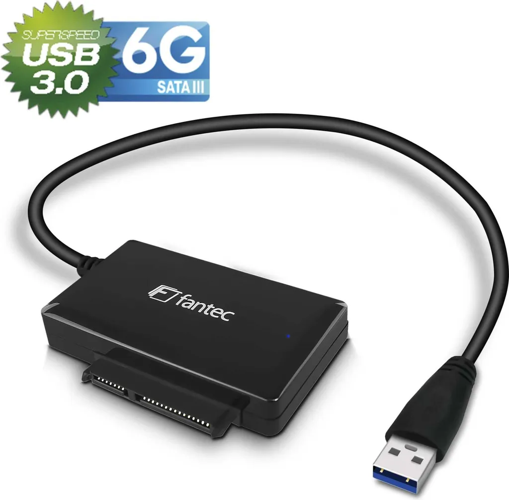 Adattatore FANTEC USB 3.0 a SATA 6G | Dock SSD HDD 2.5/3.5 Pollici Nero