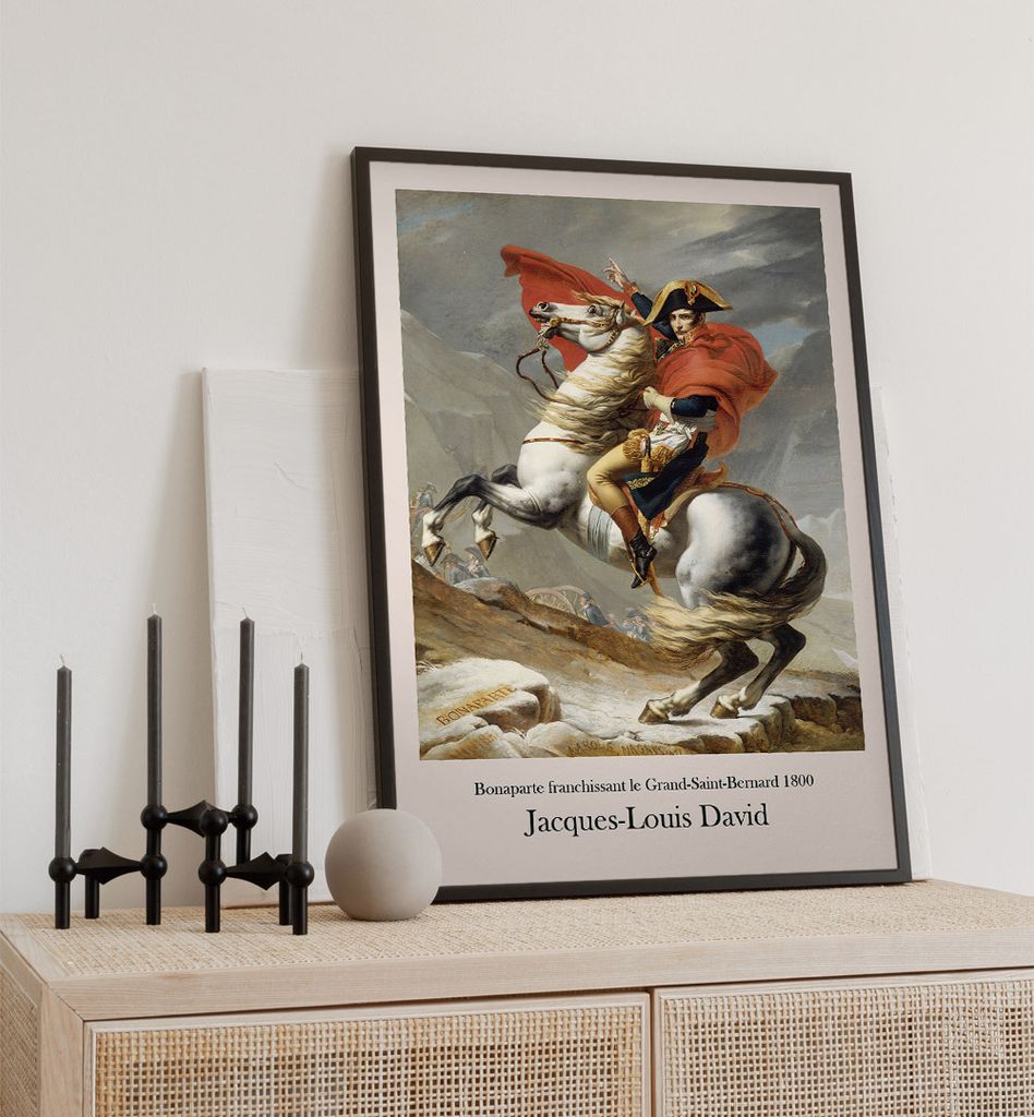 Poster Bonaparte beim Überschreiten David, groesse_poster:50x70 cm, groesse_rahmen:birke 50x70 cm