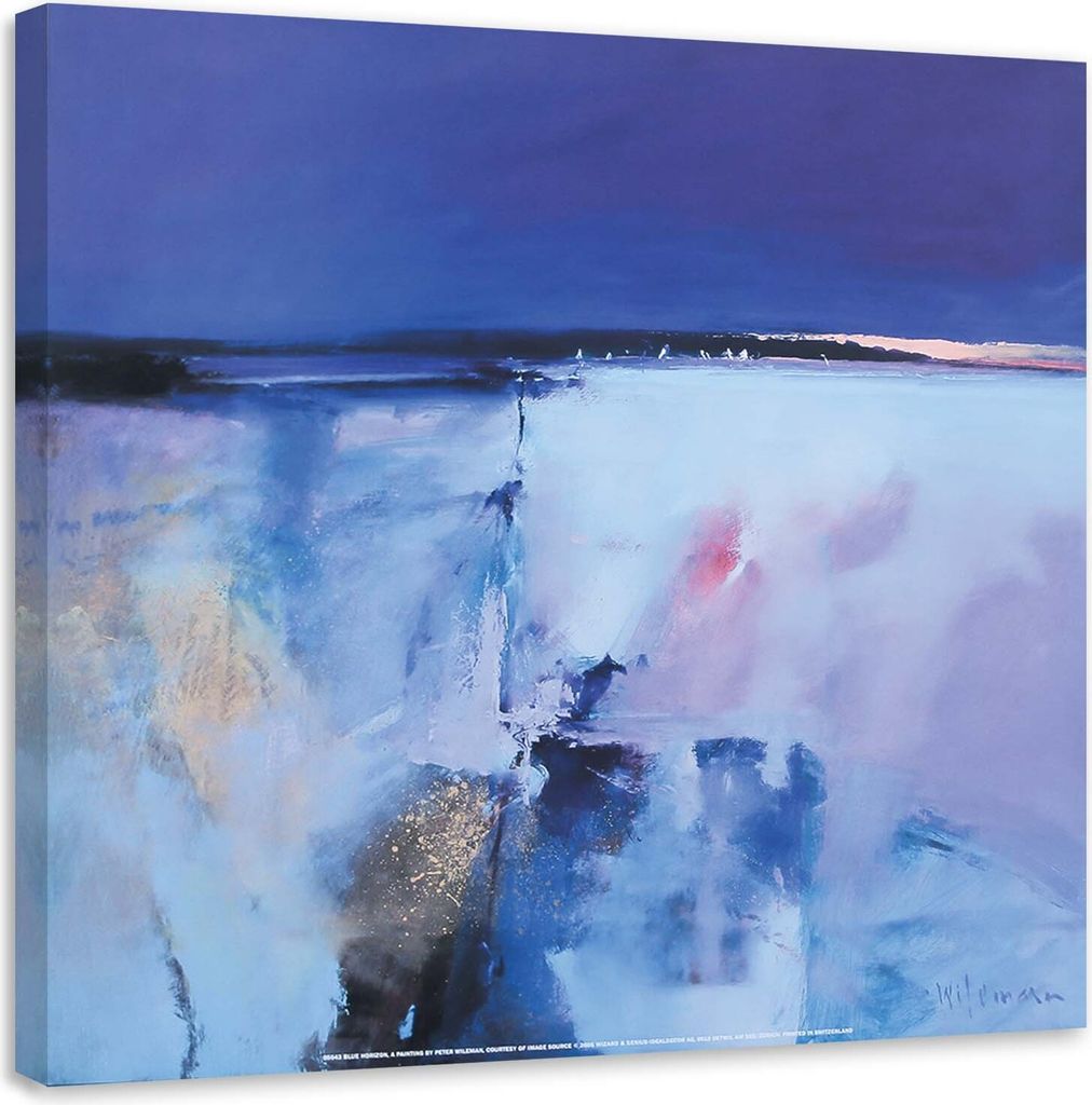 Leinwandbild blaue landschaft als aquarell 50x50 cm Feeby blau wandbild bereit zum aufhängen