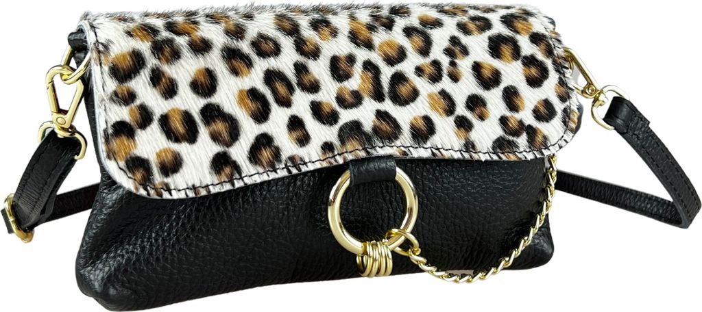 Umhängetasche Mini-Leo Mini-Bag aus Leder und Kuhfell von collezione alessandro