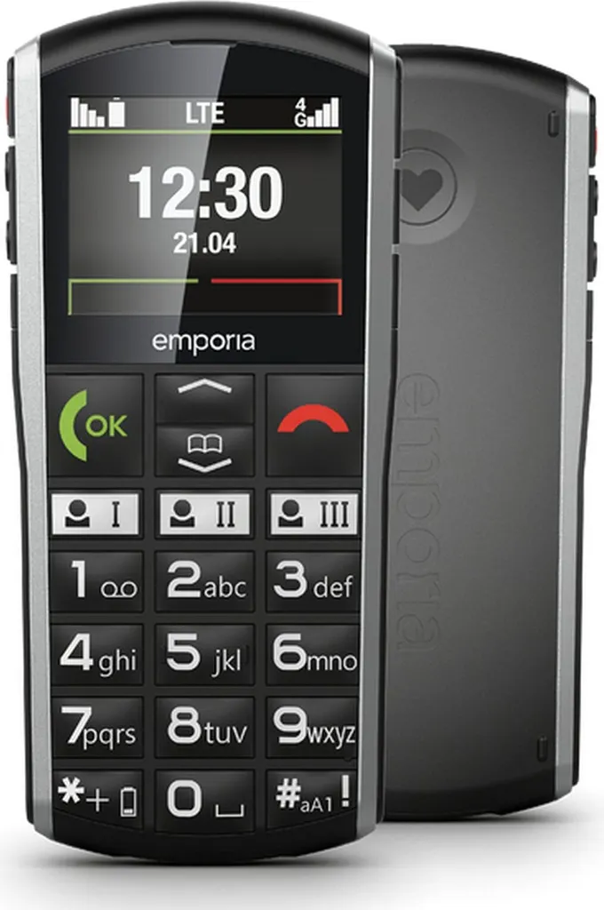 Téléphone Mobile 4G pour Seniors Emporia Noir Idéal pour Rester Connecté