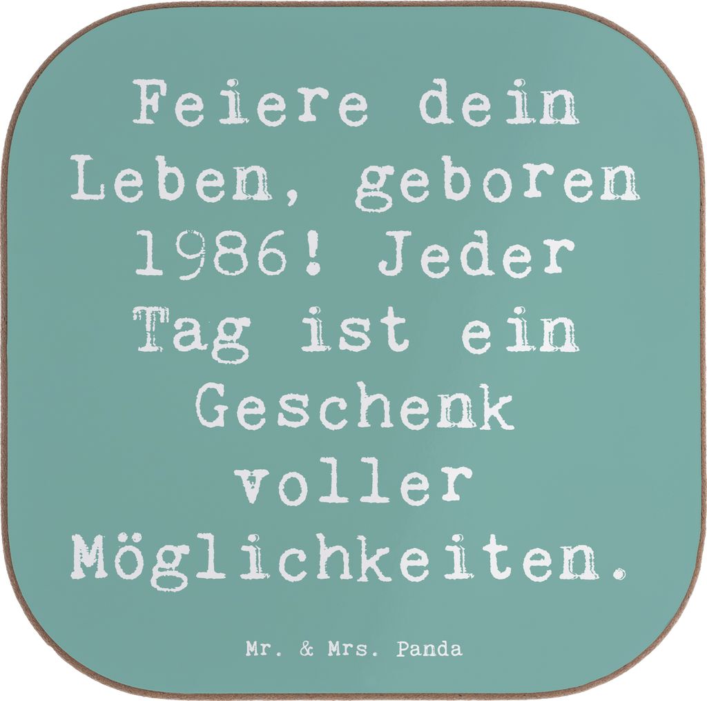 Mr. & Mrs. Panda Tischuntersetzer Spruch 1986 Geburtstag - Meeresbrise - Geschenk, Tassen Untersetzer, Feiere dein Leben, Gläser, Glas, Lebensfreu...