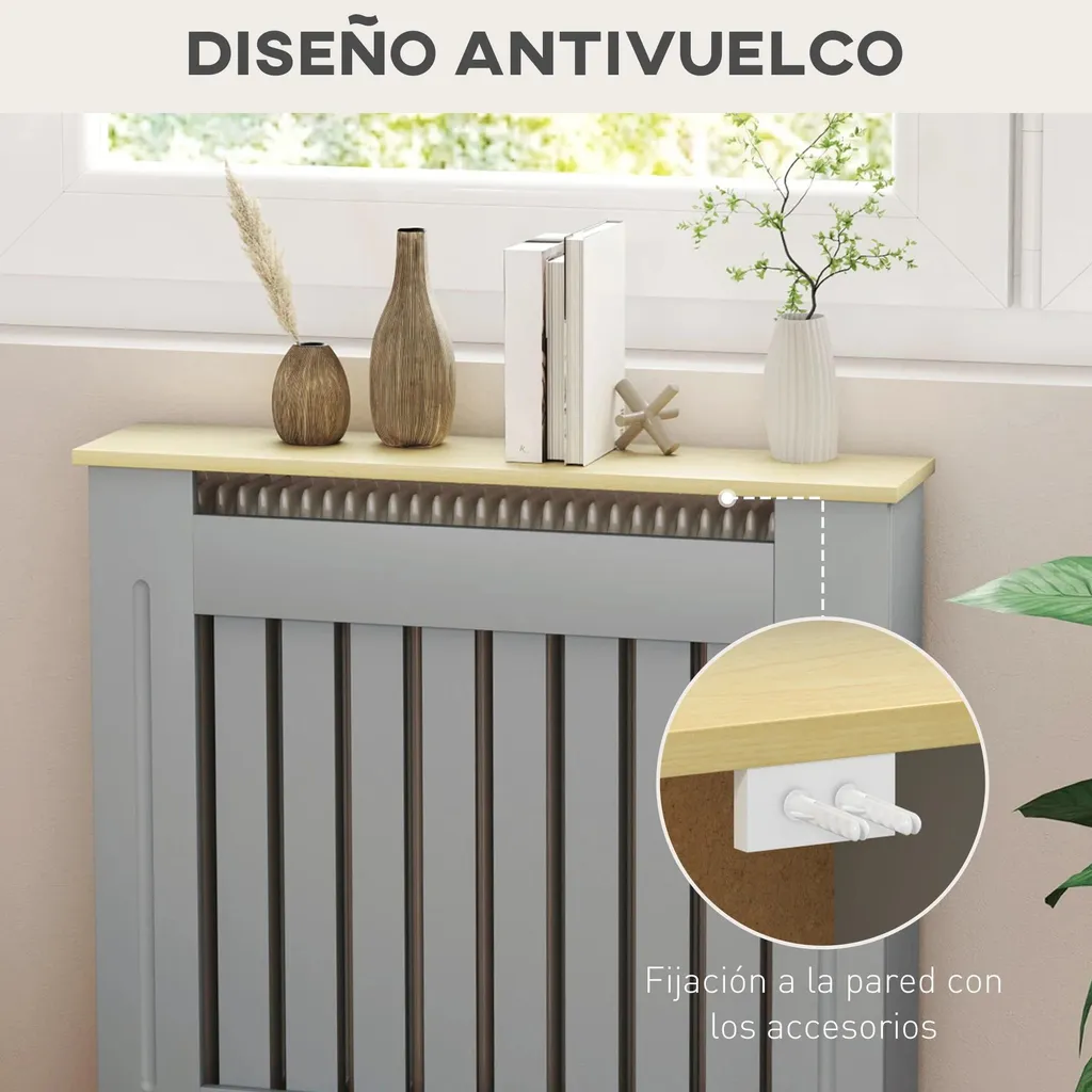 Cache-radiateur pour Salon et Chambre Gris - Meuble MDF 78 x 19 x 83 cm