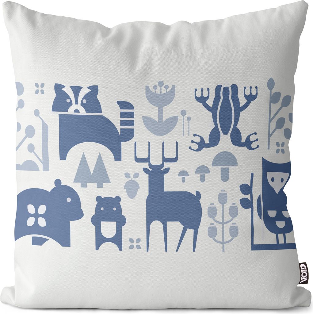 VOID Tiere Cartoon Blau Weiß Kissenbezug Kissenhülle Sofakissen Kissen Deko Outdoor-Kissen Dekokissen